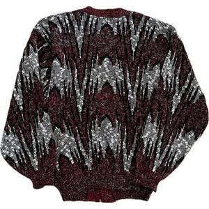 90s Scandia Geometric funky Maroon Grandpa dad cardigan